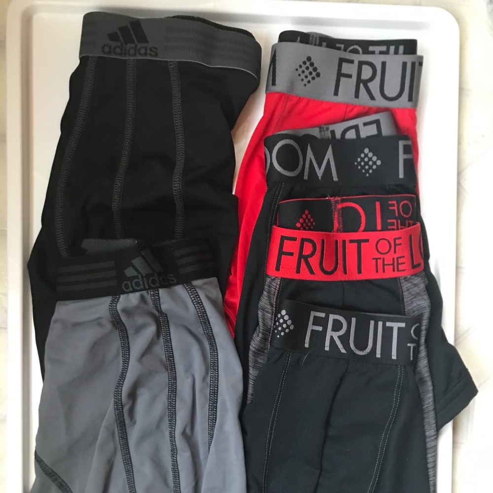6 Adidas & Fruit of the Loom Boxer briefs Sz M